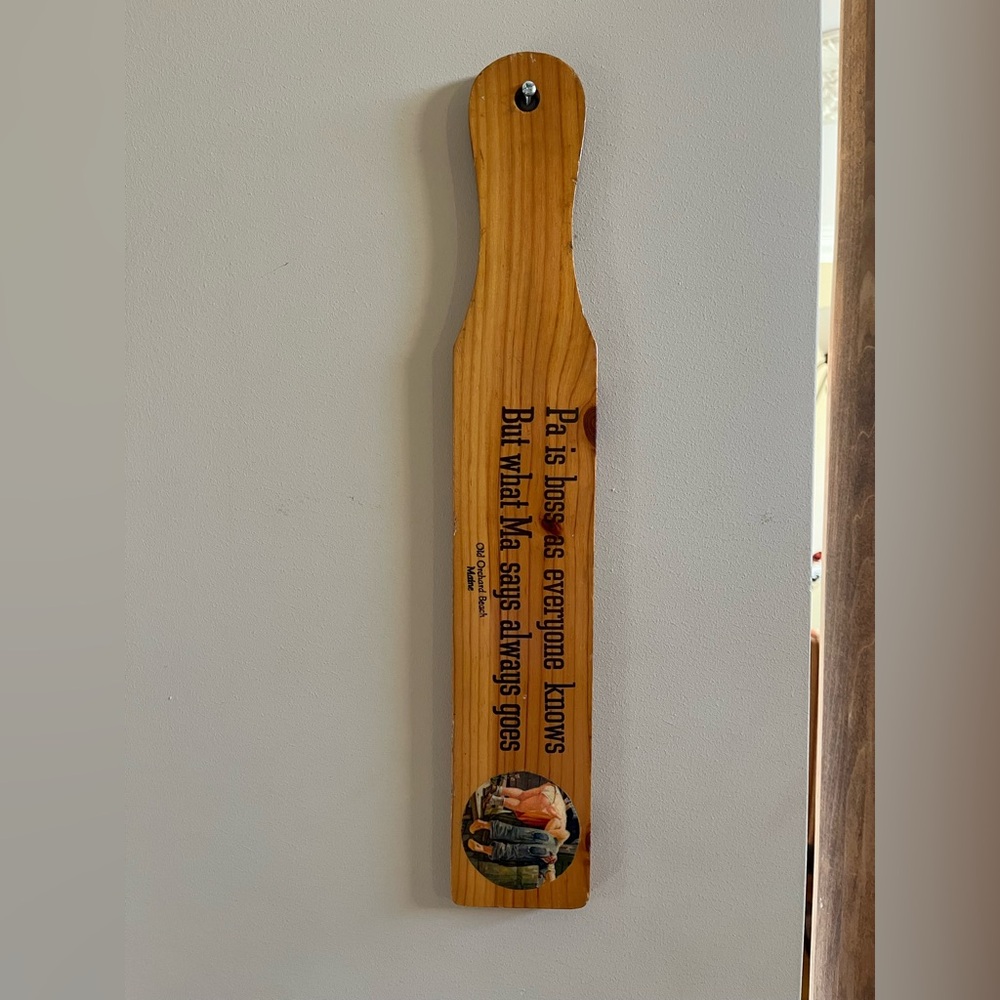 Wooden Paddle with Colorful Text